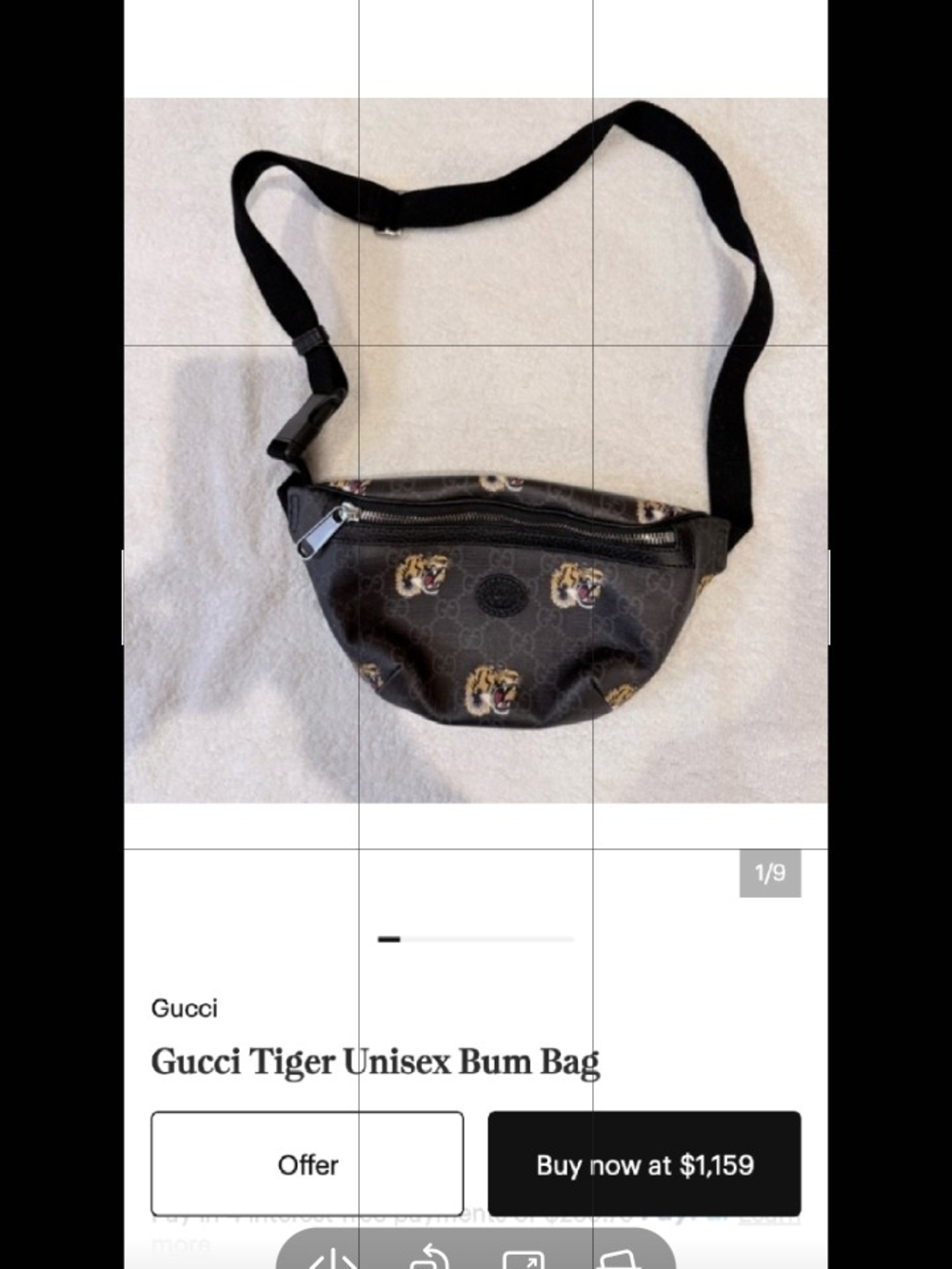 Gucci Brown Tiger-Print Belt Bag with Black Strap